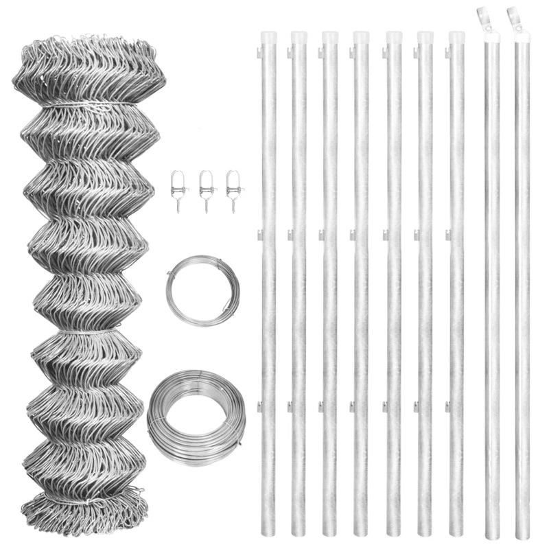 Load image into Gallery viewer, Vidaxl gaashek met palen 15x0,8 m gegalvaniseerd staal zilverkleurig