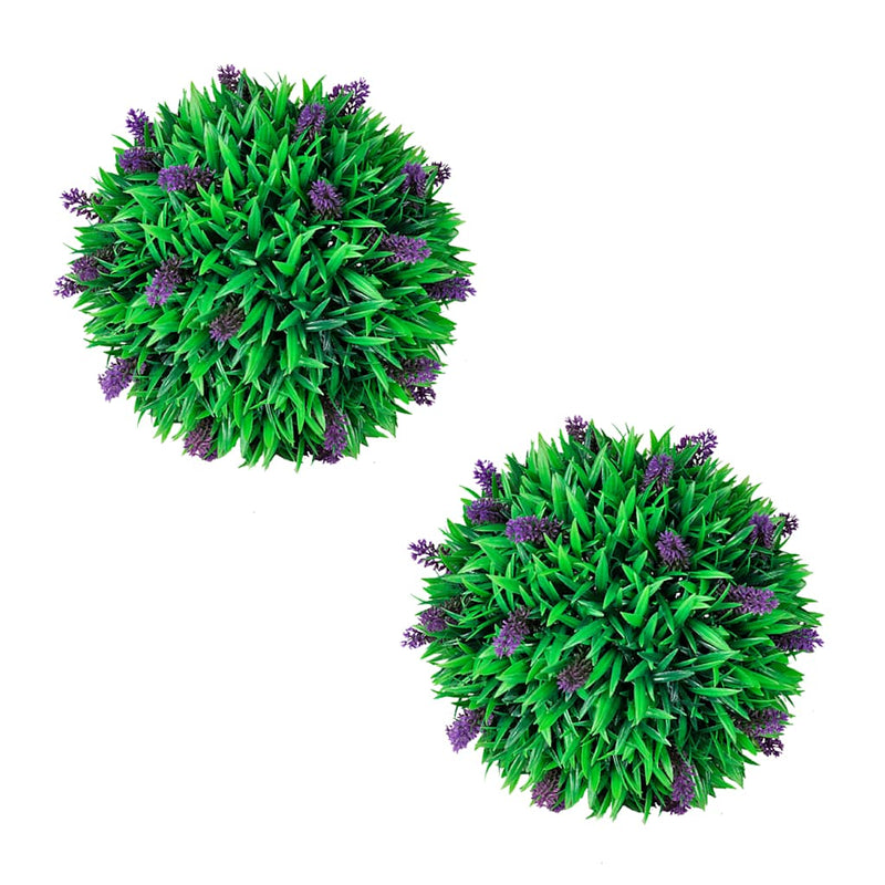 Load image into Gallery viewer, Vidaxl 2-delige kunstbuxussenset bolvormig met lavendel 30 cm