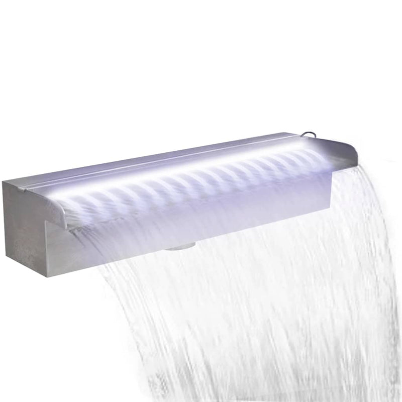 Load image into Gallery viewer, Vidaxl zwembadwaterval met led's rechthoekig 45 cm roestvrij staal