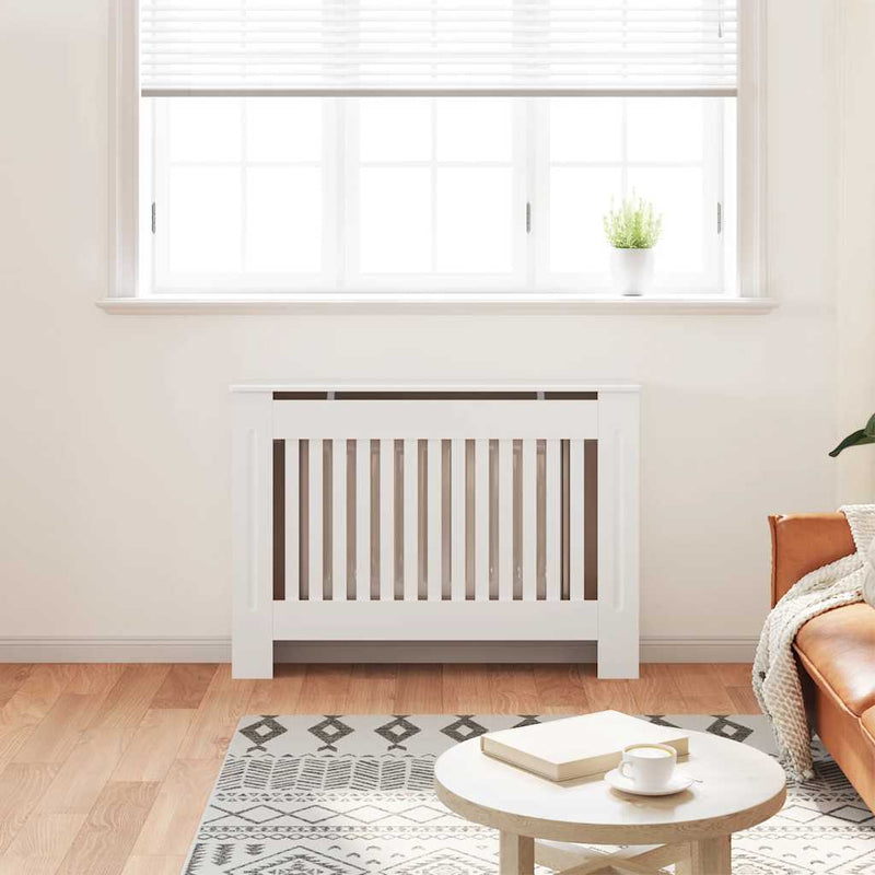 Load image into Gallery viewer, Vidaxl radiatorombouw 112 cm mdf wit