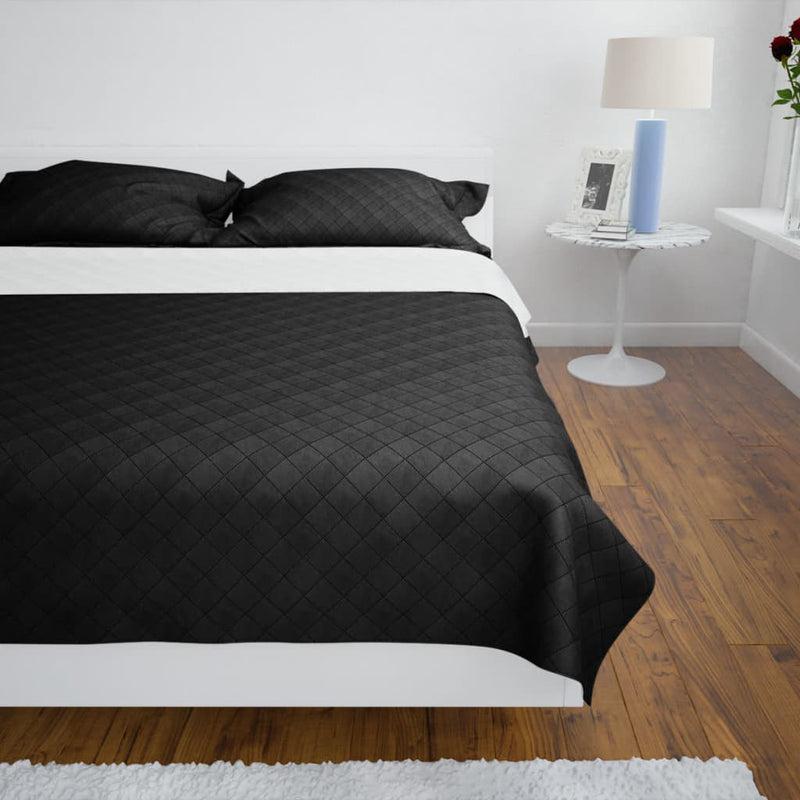Load image into Gallery viewer, Vidaxl bedsprei gewatteerd dubbelzijdig 230x260 cm zwart wit