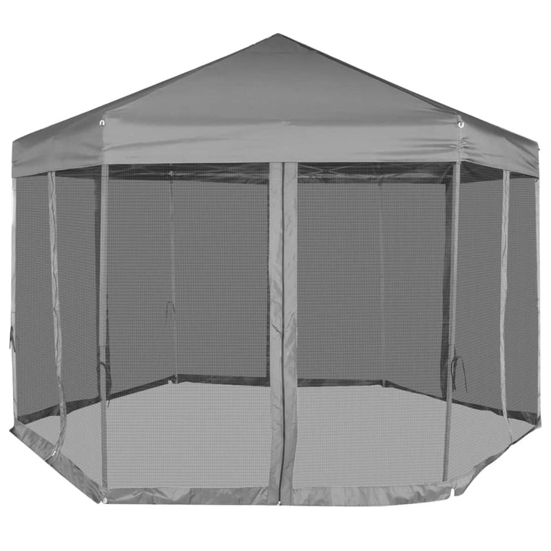 Load image into Gallery viewer, Vidaxl partytent pop-up zeshoekig met 6 zijwanden 3,6x3,1 m grijs