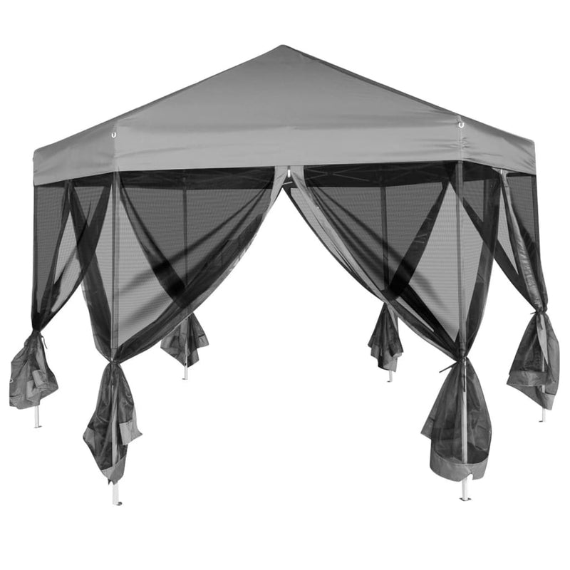 Load image into Gallery viewer, Vidaxl partytent pop-up zeshoekig met 6 zijwanden 3,6x3,1 m grijs