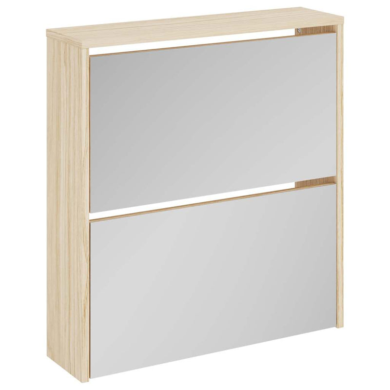 Load image into Gallery viewer, Vidaxl schoenenkast tweelaags met spiegel 63x17x67 cm eiken
