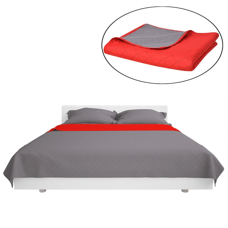 Load image into Gallery viewer, Vidaxl dubbelzijdige quilt bedsprei rood en grijs 220x240 cm