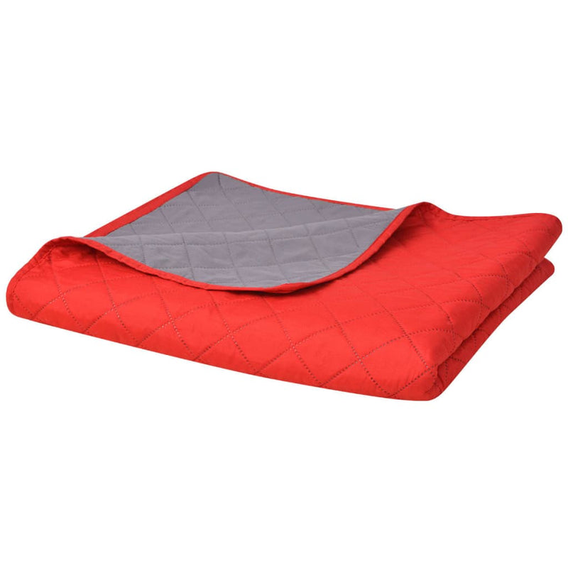 Load image into Gallery viewer, Vidaxl dubbelzijdige quilt bedsprei rood en grijs 230x260 cm
