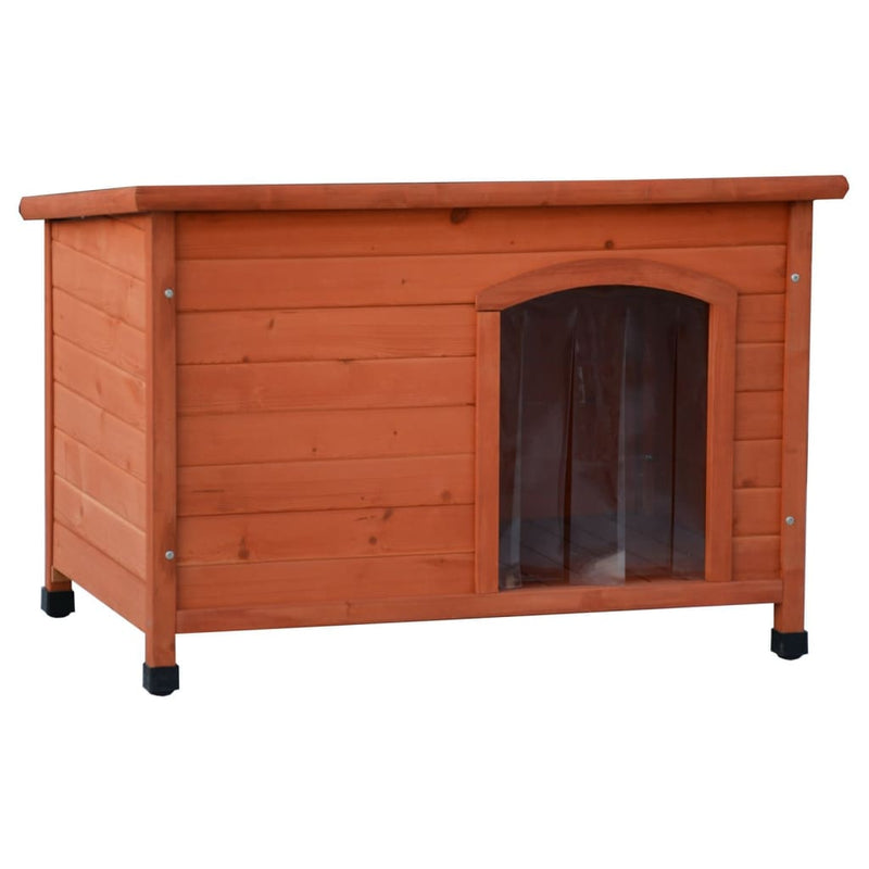Afbeelding laden in galerijviewer, @pet hondenhok met kunststof flappen bungalow 85x57x59 cm naturel