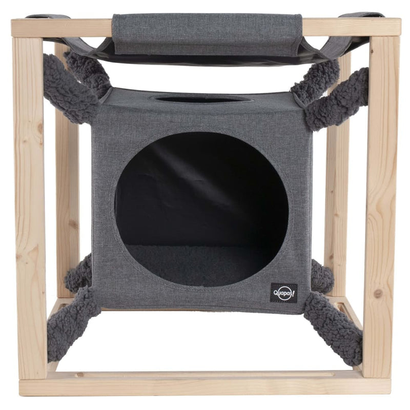 Load image into Gallery viewer, Quapas! kattenbed met hangmat catcube m 54x54x54 cm grijs