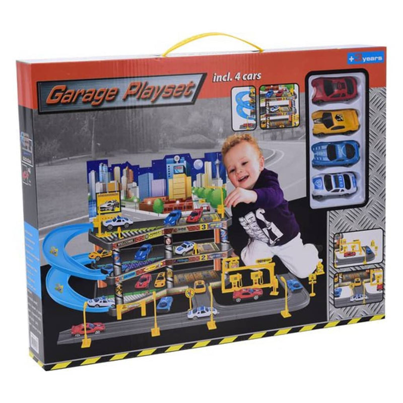 Load image into Gallery viewer, Tender Toys Tender Toys Speelgoedset met 4 auto's 62x31x33 cm grijs en blauw
