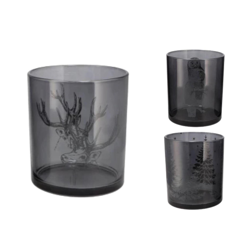 Load image into Gallery viewer, Theelichthouder jolly glas 7x7x8cm 3 assorti