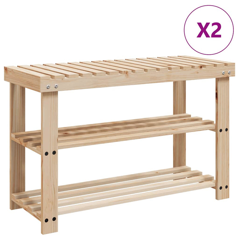 Load image into Gallery viewer, Vidaxl schoenenrekken met bank 2 st massief hout