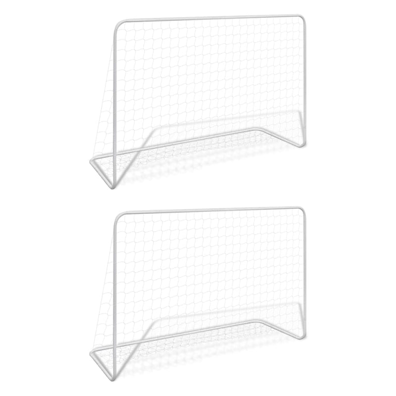 Load image into Gallery viewer, Vidaxl voetbaldoelen 2 st met netten 182x61x122 cm staal wit
