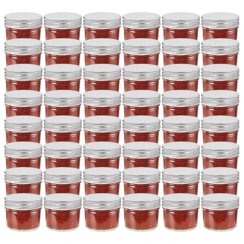 Afbeelding laden in galerijviewer, Vidaxl jampotten met zilverkleurige deksels 48 st 110 ml glas
