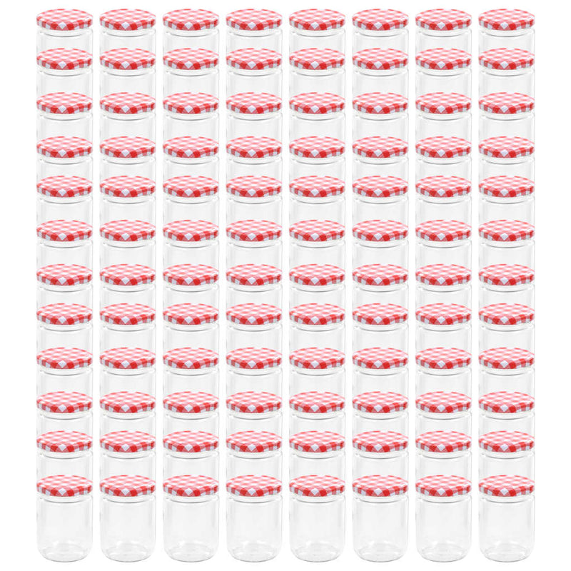 Load image into Gallery viewer, Vidaxl jampotten met wit met rode deksels 96 st 230 ml glas