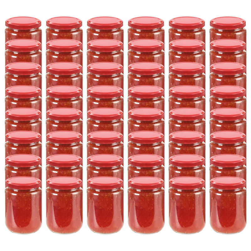 Load image into Gallery viewer, Vidaxl jampotten met rode deksels 48 st 230 ml glas