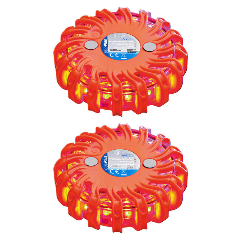 Load image into Gallery viewer, ProPlus Waarschuwingsschijven met 16 LED's 2 st Oranje