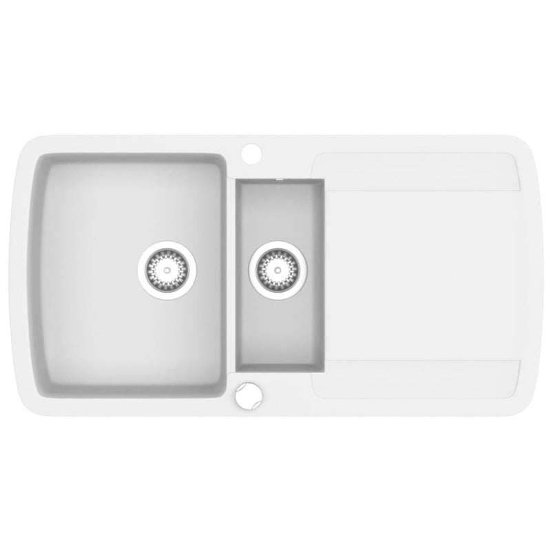 Load image into Gallery viewer, Vidaxl gootsteen dubbele bakken graniet wit