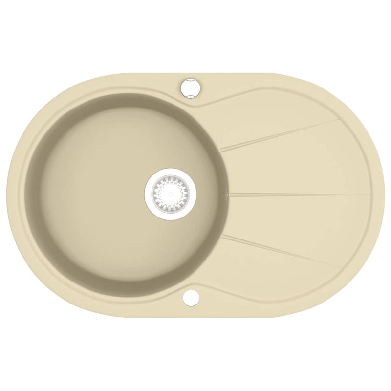 Load image into Gallery viewer, Vidaxl gootsteen enkele bak ovaal graniet beige