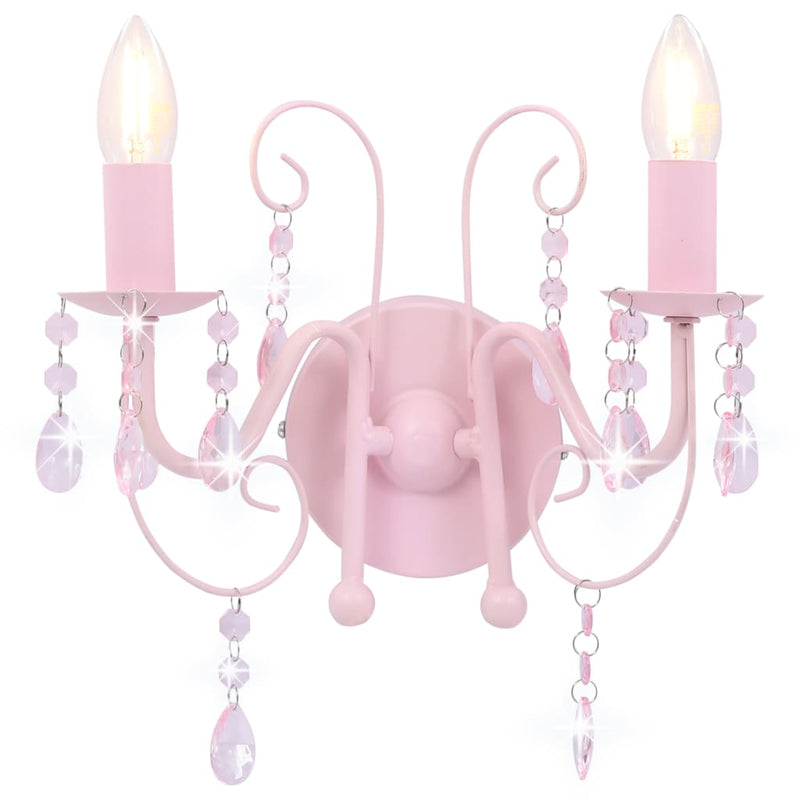 Load image into Gallery viewer, Vidaxl wandlamp met kralen 2 x e14 roze