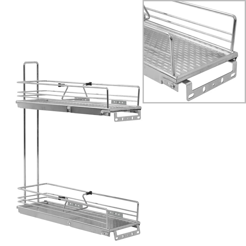 Afbeelding laden in galerijviewer, Vidaxl draadmand keuken uittrekbaar 2-laags 47x15x54,5cm zilverkleurig