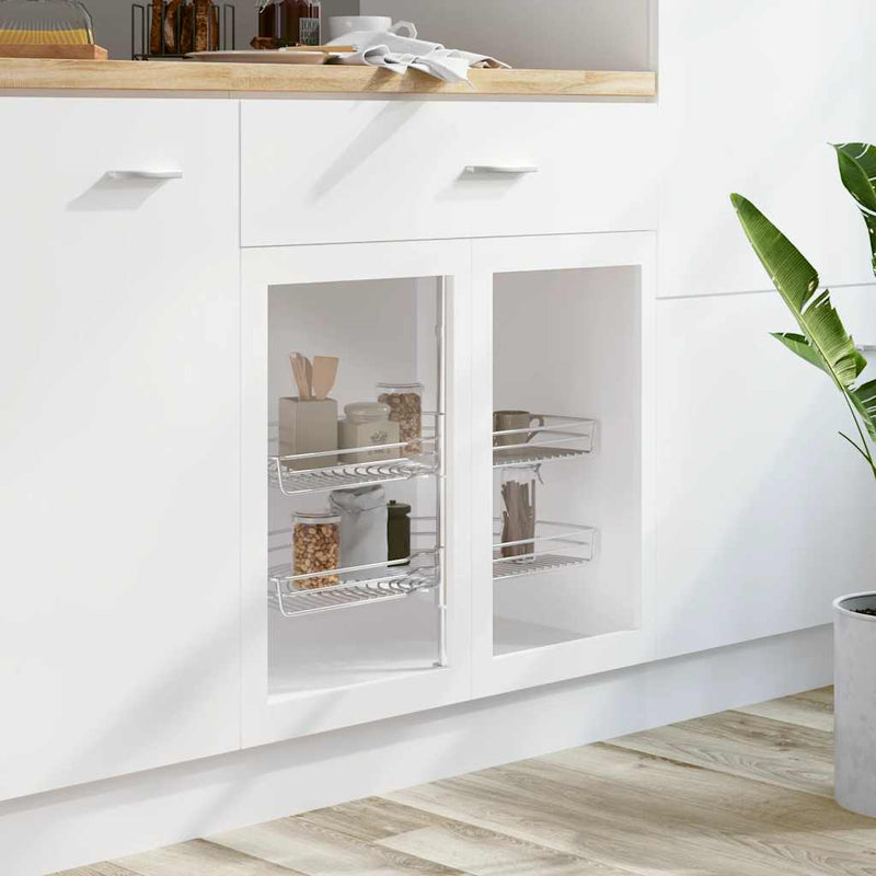 Load image into Gallery viewer, Vidaxl draadmand keuken 2-laags 180 graden 75x38x80 cm zilverkleurig