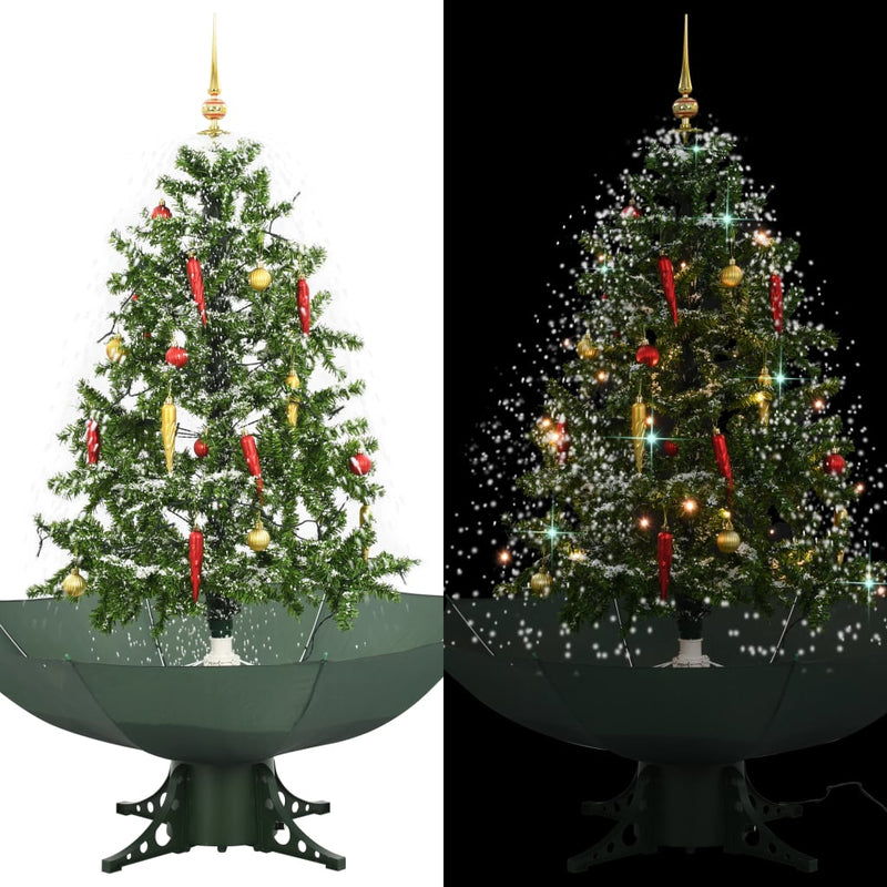 Load image into Gallery viewer, Vidaxl kerstboom sneeuwend met paraplubasis 140 cm groen