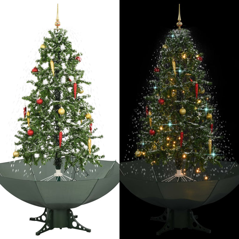 Load image into Gallery viewer, Vidaxl kerstboom sneeuwend met paraplubasis 170 cm groen