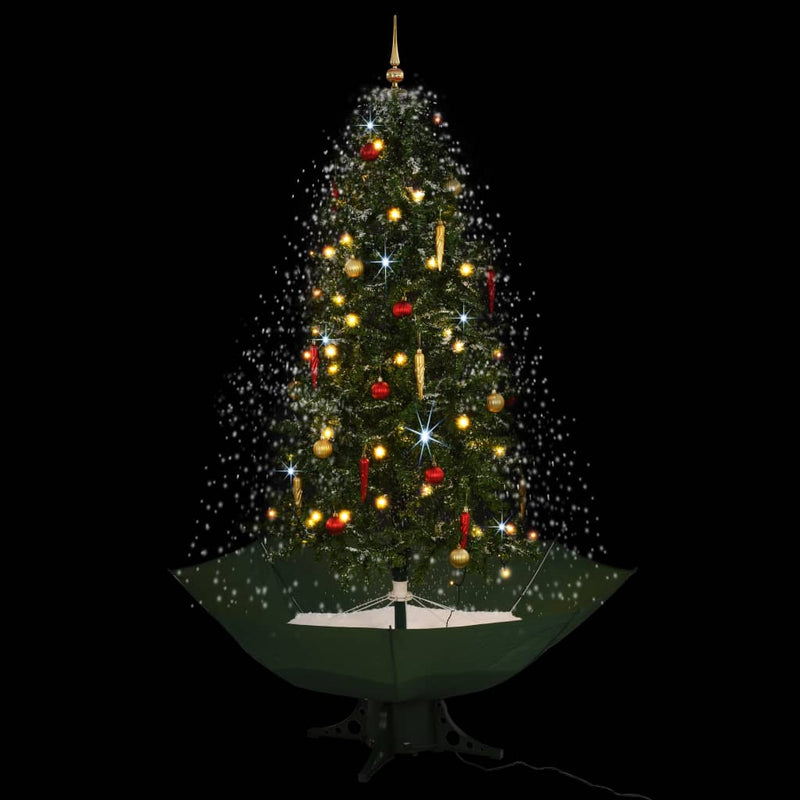 Load image into Gallery viewer, Vidaxl kerstboom sneeuwend met paraplubasis 190 cm groen