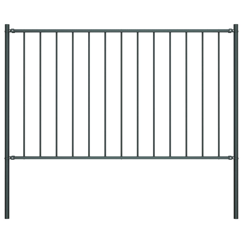 Load image into Gallery viewer, Vidaxl hekpaneel met palen 1,7x1,25 m gepoedercoat staal antraciet