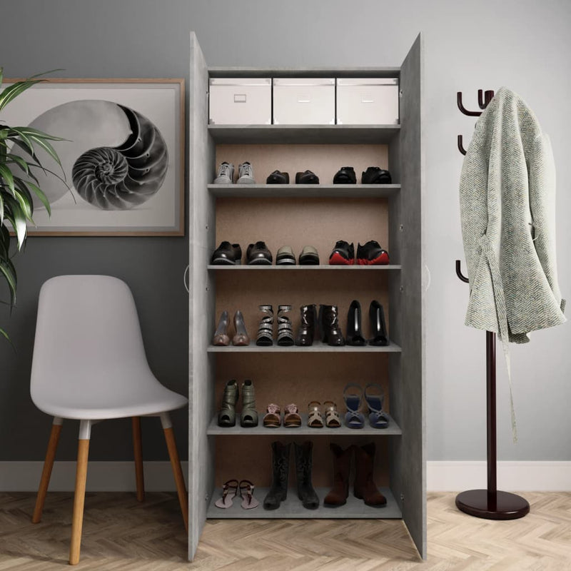 Load image into Gallery viewer, VidaXL Schoenenkast 80x35,5x180 cm bewerkt hout betongrijs