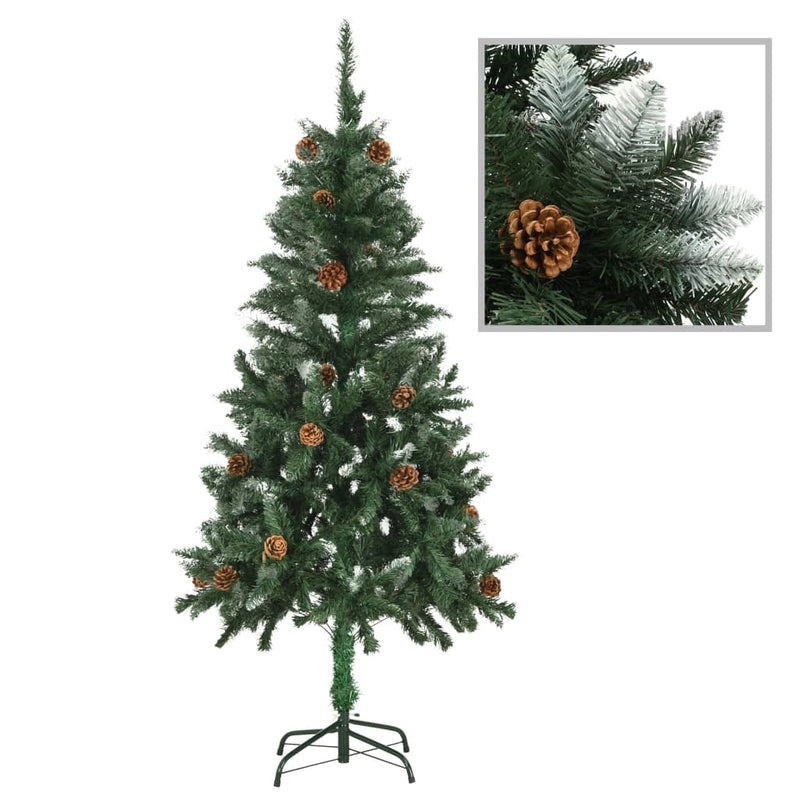 Load image into Gallery viewer, VidaXL Kunstkerstboom met dennenappels en wit glitter 150 cm