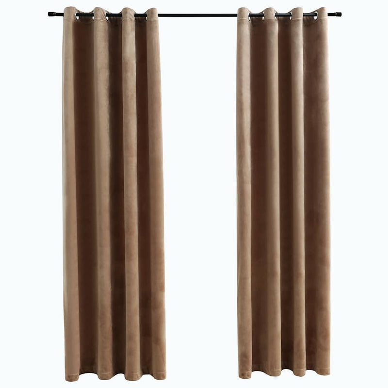 Load image into Gallery viewer, Vidaxl gordijn verduisterend met ringen 2 st 140x225 cm fluweel beige