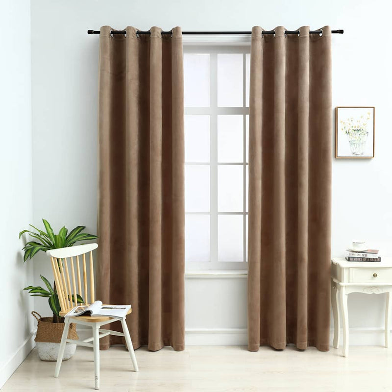 Load image into Gallery viewer, Vidaxl gordijn verduisterend met ringen 2 st 140x225 cm fluweel beige