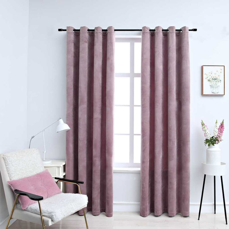 Load image into Gallery viewer, Vidaxl gordijnen verduisterend met ringen 2 st 140x175 cm fluweel roze