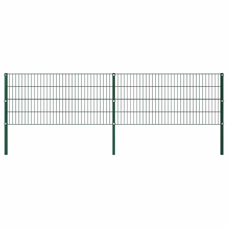 Afbeelding laden in galerijviewer, Vidaxl schuttingpaneel met palen ijzer 349x80 cm groen
