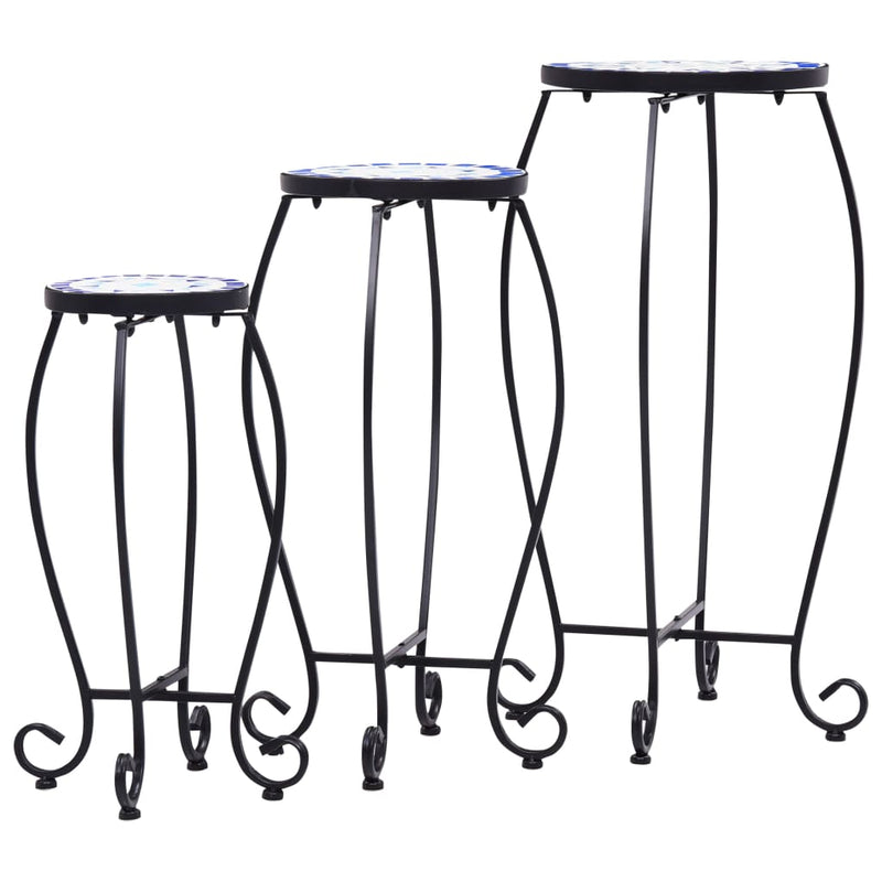 Load image into Gallery viewer, Vidaxl bijzettafels mozaïek 3 st keramiek blauw en wit