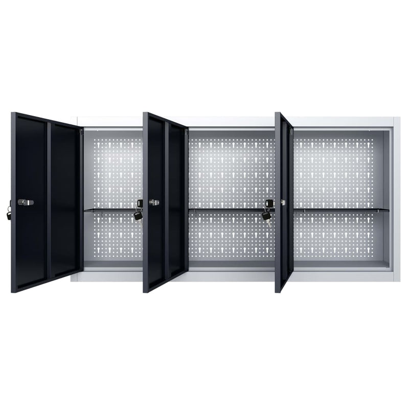 Load image into Gallery viewer, Vidaxl gereedschapskast voor aan de wand metaal grijs en zwart