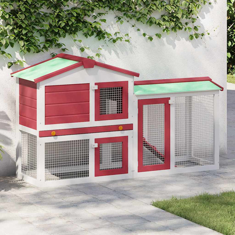 Load image into Gallery viewer, Vidaxl konijnenhok voor buiten groot 145x45x84 cm hout rood en wit