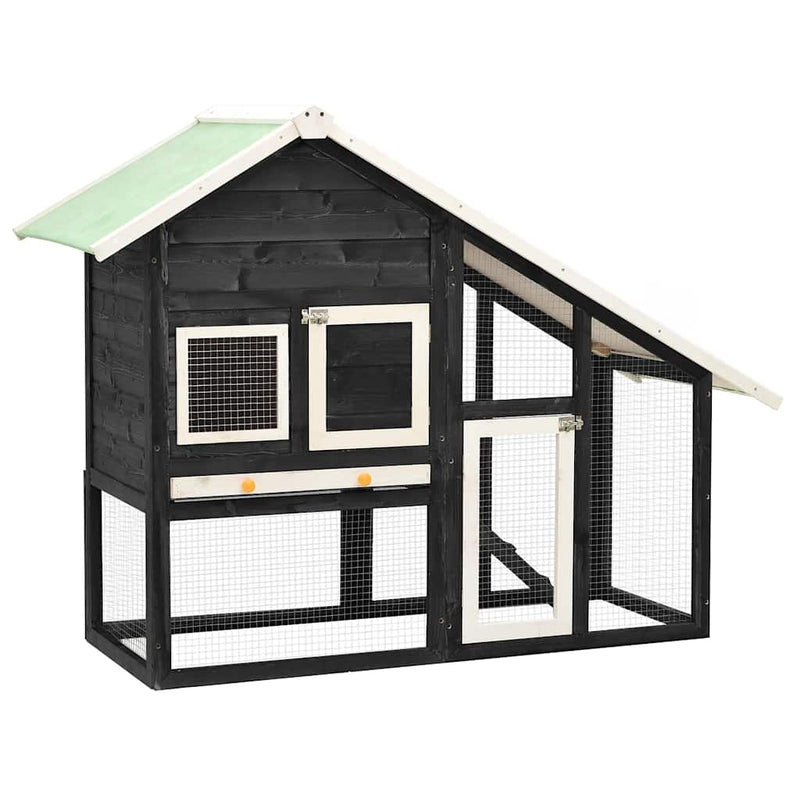 Load image into Gallery viewer, Vidaxl konijnenhok 140x63x120 cm massief vurenhout grijs en wit