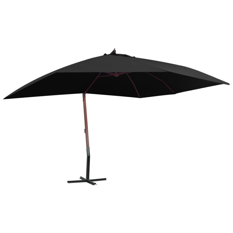 Load image into Gallery viewer, Vidaxl zweefparasol met houten paal 400x300 cm zwart