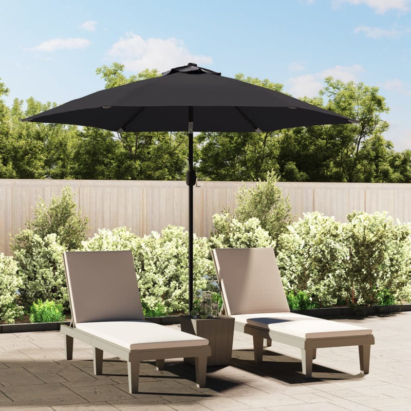 Load image into Gallery viewer, Vidaxl parasol met led-verlichting en stalen paal 300 cm zwart