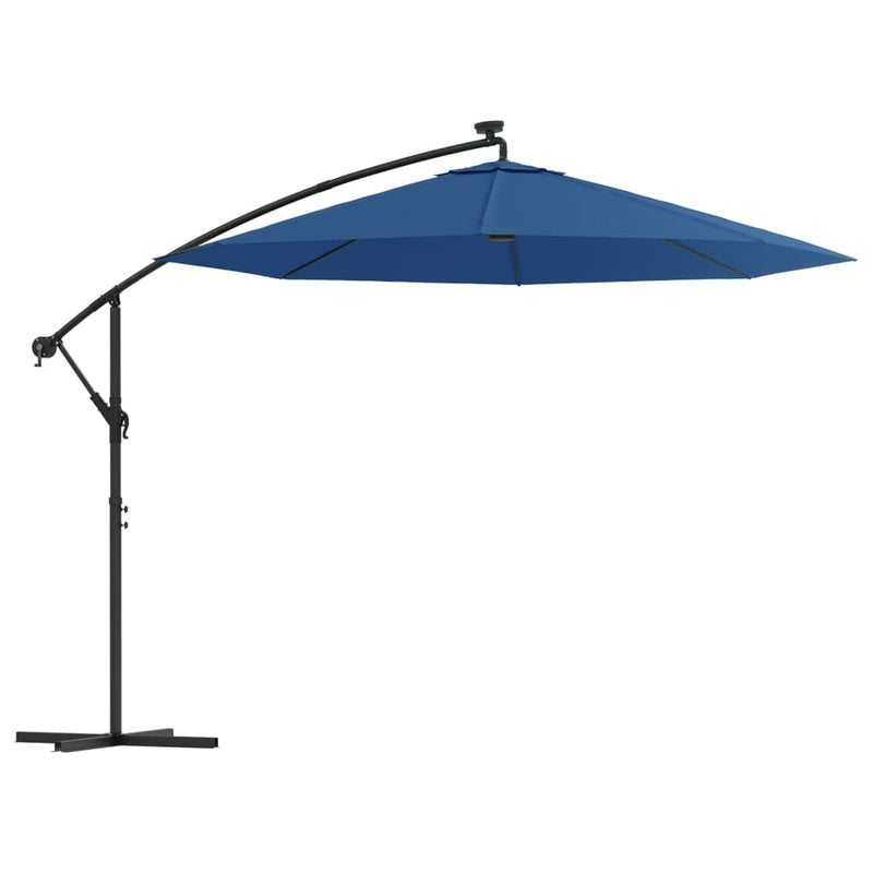 Load image into Gallery viewer, Vidaxl zweefparasol met led en stalen paal 300 cm azuurblauw