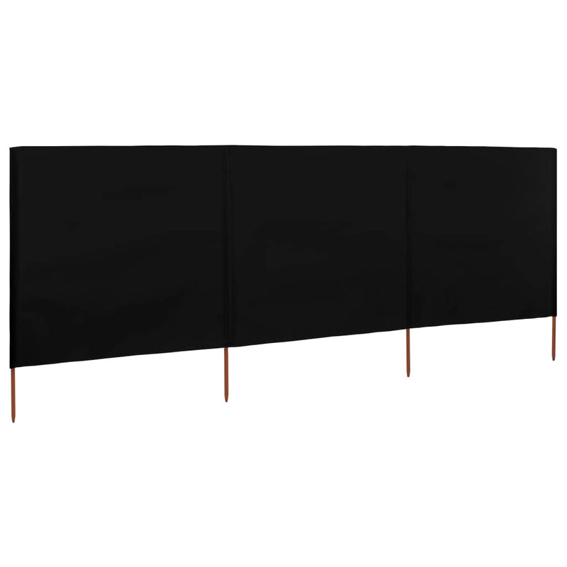 Load image into Gallery viewer, Vidaxl windscherm 3-panelen 400x80 cm stof zwart