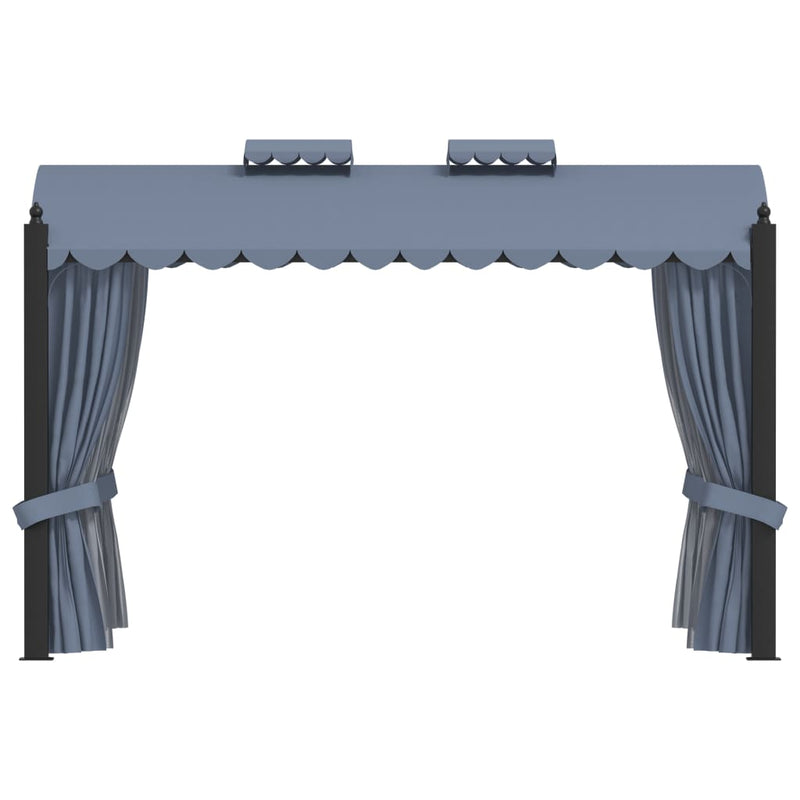 Load image into Gallery viewer, VidaXL Prieel met gordijnen 3x4 m staal antraciet