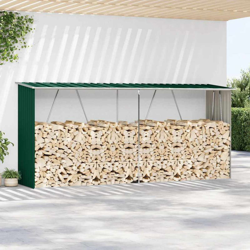 Load image into Gallery viewer, Vidaxl haardhoutschuur 330x84x152 cm gegalvaniseerd staal groen