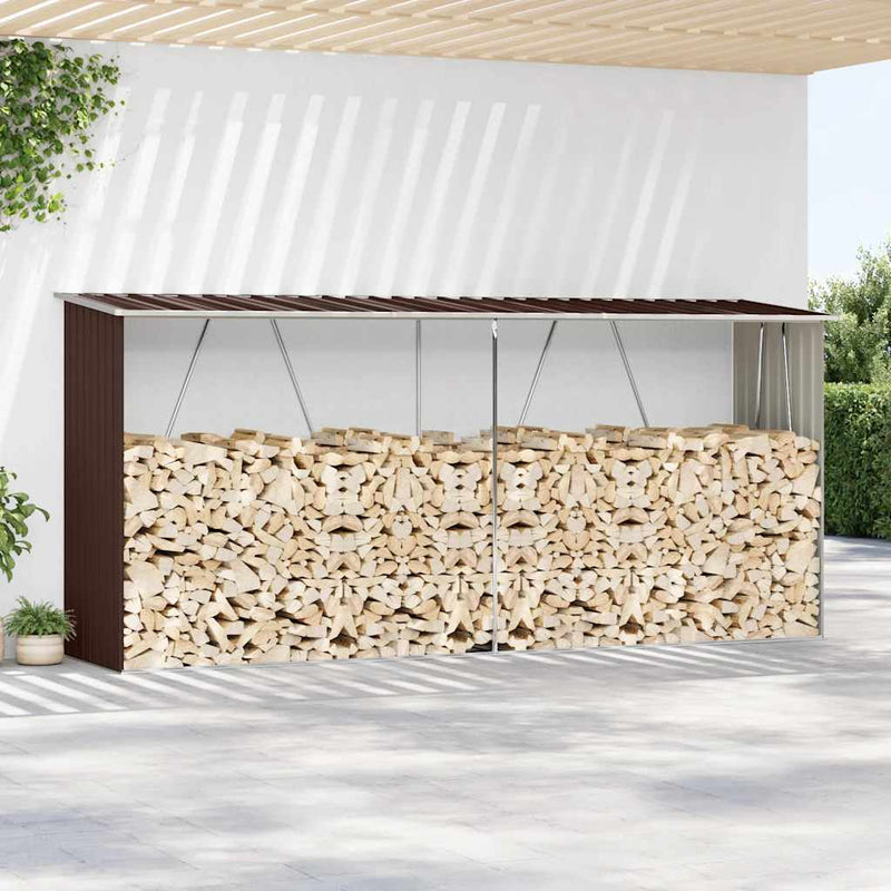 Load image into Gallery viewer, Vidaxl haardhoutschuur 330x84x152 cm gegalvaniseerd staal bruin