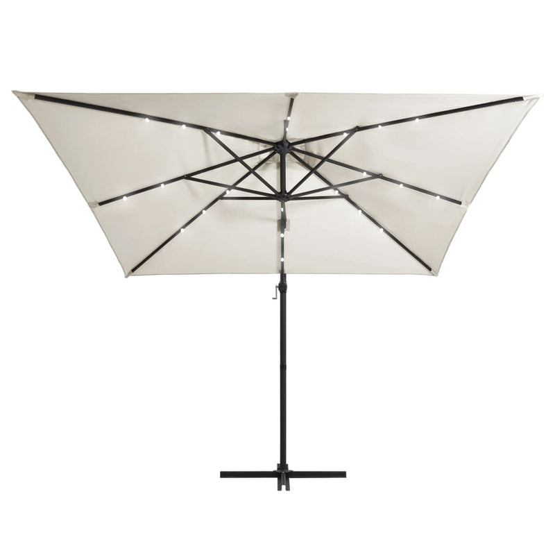 Load image into Gallery viewer, Vidaxl zweefparasol met led en stalen paal 250x250 cm zandkleurig