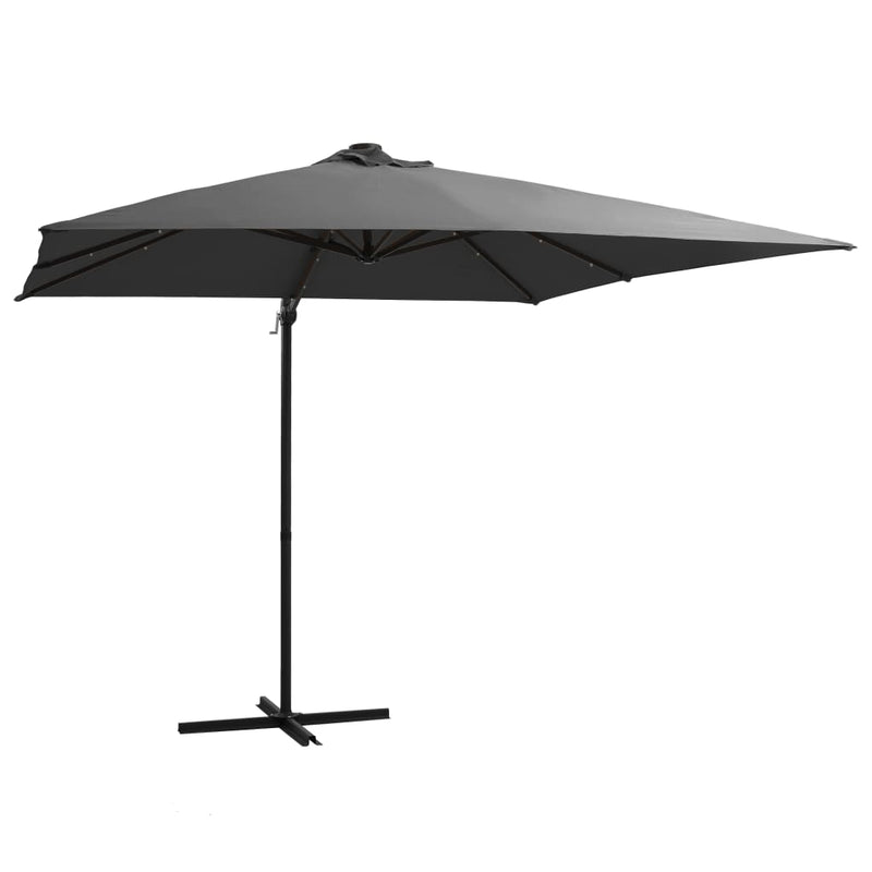 Load image into Gallery viewer, Vidaxl zweefparasol met led en stalen paal 250x250 cm antracietkleurig