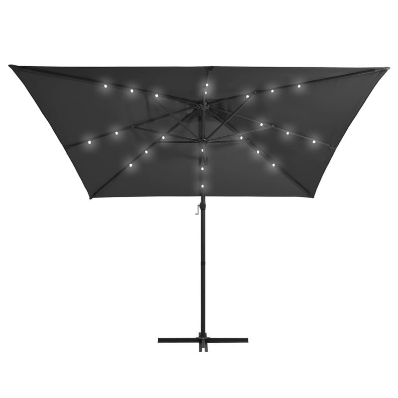 Load image into Gallery viewer, Vidaxl zweefparasol met led en stalen paal 250x250 cm antracietkleurig