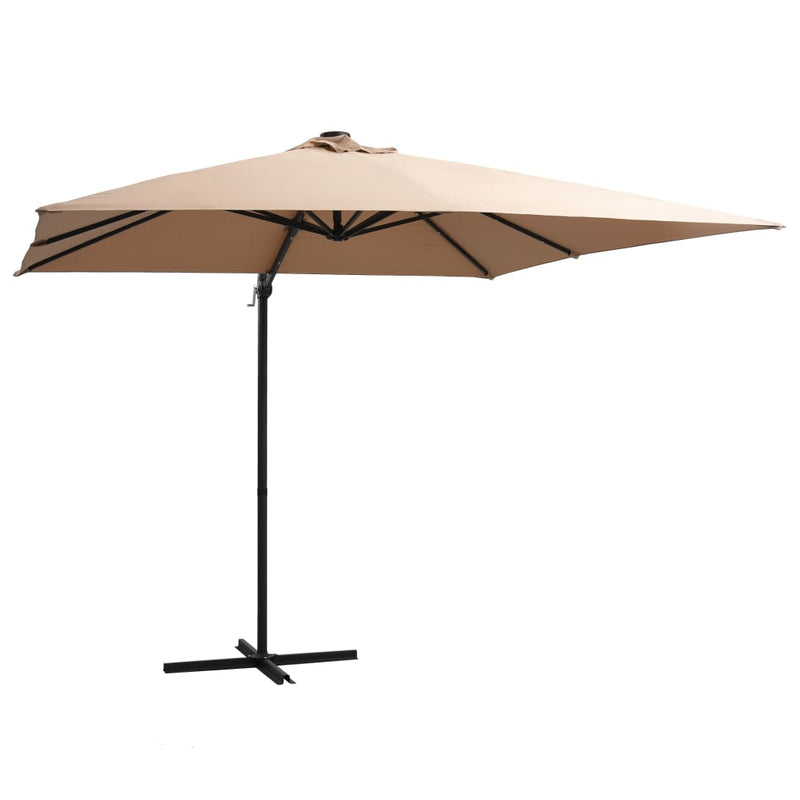 Load image into Gallery viewer, Vidaxl zweefparasol met led en stalen paal 250x250 cm taupe